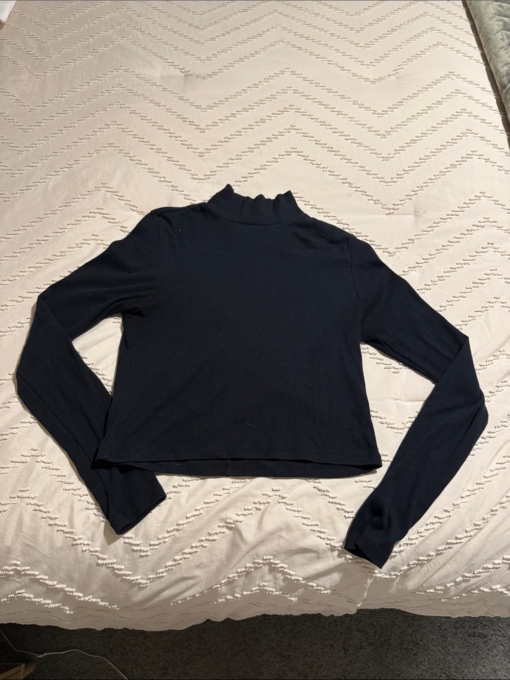 Women's Navy Long-Sleeve Mock Neck Top